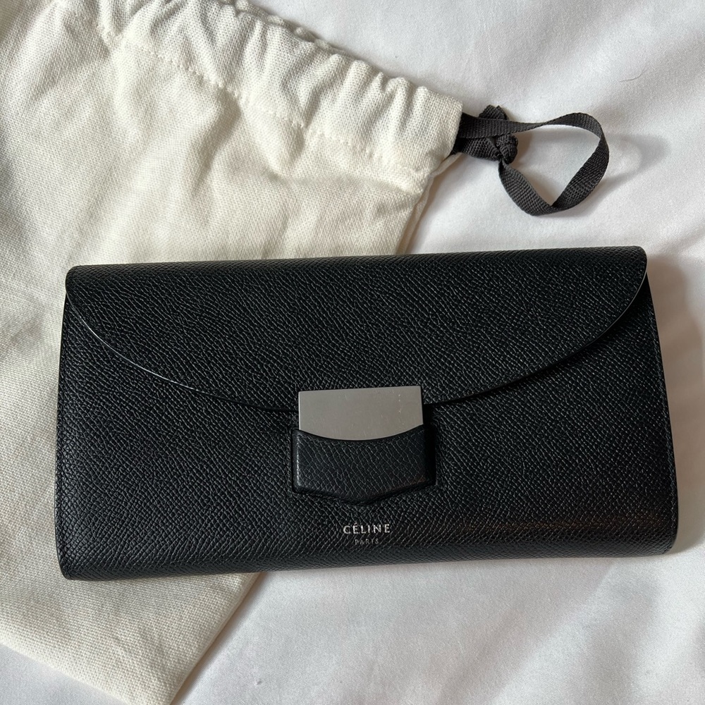 Black leather Celine wallet. Excellent condition. Dust bag included